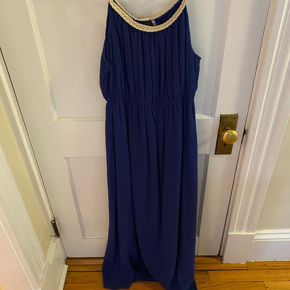 Long blue dress!
